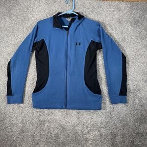 Under Armour Jacket M Blue Black Full Zip Fleece Athletic Performance Sporty